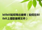 bilibili如何导出音频（如何在Bilibili上提取音频文件）