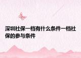 深圳社保一档有什么条件一档社保的参与条件