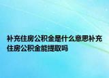 补充住房公积金是什么意思补充住房公积金能提取吗