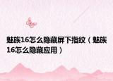 魅族16怎么隐藏屏下指纹（魅族16怎么隐藏应用）