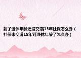 到了退休年龄还没交满15年社保怎么办（社保未交满15年到退休年龄了怎么办）