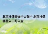北京社保查询个人账户 北京社保哪些入口可以查