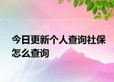 今日更新个人查询社保怎么查询