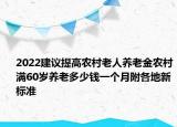 2022建议提高农村老人养老金农村满60岁养老多少钱一个月附各地新标准
