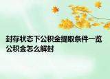 封存状态下公积金提取条件一览 公积金怎么解封