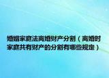 婚姻家庭法离婚财产分割（离婚时家庭共有财产的分割有哪些规定）