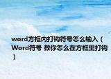 word方框内打钩符号怎么输入（Word符号 教你怎么在方框里打钩）