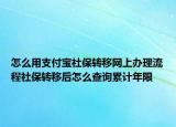 怎么用支付宝社保转移网上办理流程社保转移后怎么查询累计年限