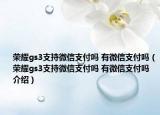 荣耀gs3支持微信支付吗 有微信支付吗（荣耀gs3支持微信支付吗 有微信支付吗介绍）
