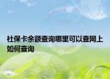 社保卡余额查询哪里可以查网上如何查询