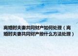 离婚时夫妻共同财产如何处理（离婚时夫妻共同财产按什么方法处理）