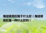海域使用权属于什么权（海域使用权是一种什么权利）