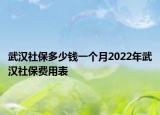 武汉社保多少钱一个月2022年武汉社保费用表