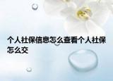 个人社保信息怎么查看个人社保怎么交