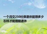 一个月交250社保退休能领多少怎样才能提前退休
