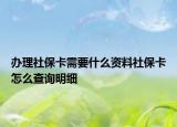 办理社保卡需要什么资料社保卡怎么查询明细