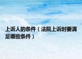 上诉人的条件（法院上诉时要满足哪些条件）