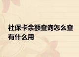 社保卡余额查询怎么查有什么用