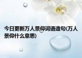 今日更新万人景仰词语造句(万人景仰什么意思)