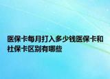 医保卡每月打入多少钱医保卡和社保卡区别有哪些