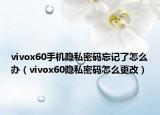 vivox60手机隐私密码忘记了怎么办（vivox60隐私密码怎么更改）