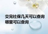 交完社保几天可以查询哪里可以查询