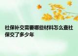 社保补交需要哪些材料怎么查社保交了多少年