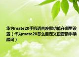 华为mate20手机语音唤醒功能在哪里设置（华为mate20怎么自定义语音助手唤醒词）
