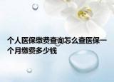 个人医保缴费查询怎么查医保一个月缴费多少钱