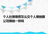 个人社保缴费怎么交个人缴纳跟公司缴纳一样吗