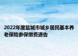 2022年度盐城市城乡居民基本养老保险参保缴费通告