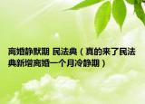 离婚静默期 民法典（真的来了民法典新增离婚一个月冷静期）