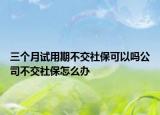 三个月试用期不交社保可以吗公司不交社保怎么办