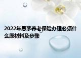 2022年思茅养老保险办理必须什么原材料及步骤