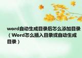 word自动生成目录后怎么添加目录（Word怎么插入目录或自动生成目录）