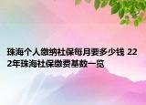 珠海个人缴纳社保每月要多少钱 222年珠海社保缴费基数一览