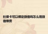 社保卡可以绑定微信吗怎么用微信缴费