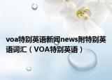 voa特别英语新闻news附特别英语词汇（VOA特别英语）
