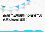 dnf补丁放到哪里（DNF补丁怎么用应该放在哪里）