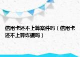 信用卡还不上算案件吗（信用卡还不上算诈骗吗）