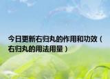 今日更新右归丸的作用和功效（右归丸的用法用量）