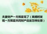 夫妻财产一方挥霍完了（离婚时发现一方挥霍共同财产应该怎样处理）