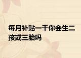 每月补贴一千你会生二孩或三胎吗