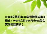 word文档的docx如何转换成doc格式（word文件doc与docx怎么实现相互转换）