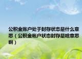 公积金账户处于封存状态是什么意思（公积金帐户状态封存是啥意思啊）