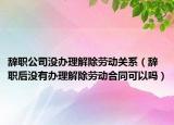 辞职公司没办理解除劳动关系（辞职后没有办理解除劳动合同可以吗）