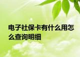 电子社保卡有什么用怎么查询明细
