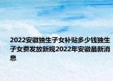 2022安徽独生子女补贴多少钱独生子女费发放新规2022年安徽最新消息