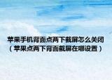 苹果手机背面点两下截屏怎么关闭（苹果点两下背面截屏在哪设置）