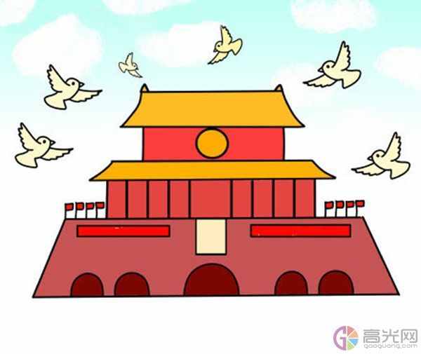 天安门简笔画怎么画，北京天安门简笔画绘画步骤